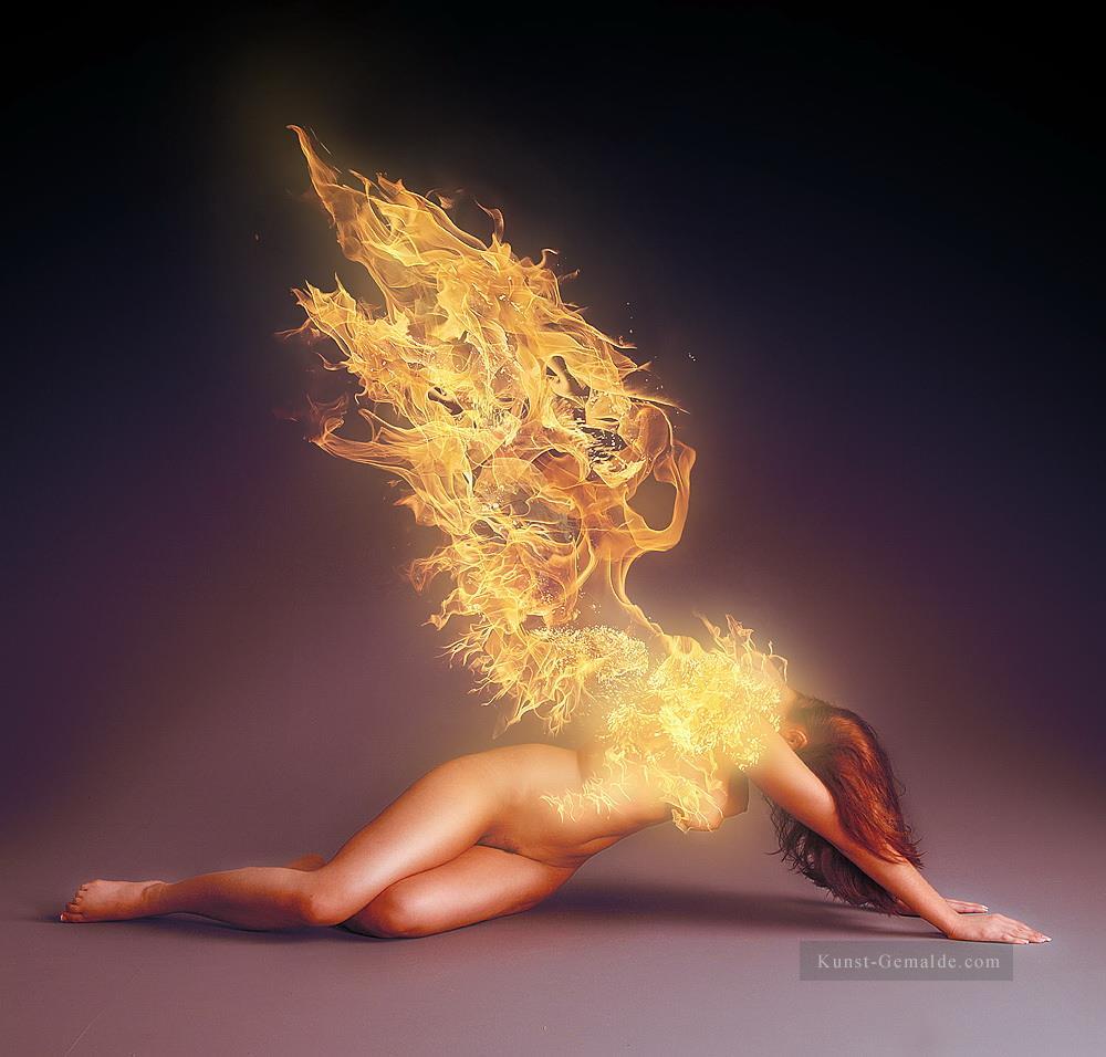 Feuer der Flügel Farbfoto Nacktheit Ölgemälde